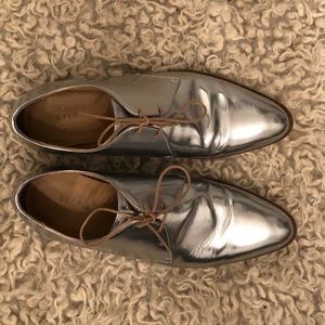 Everlane silver loafers